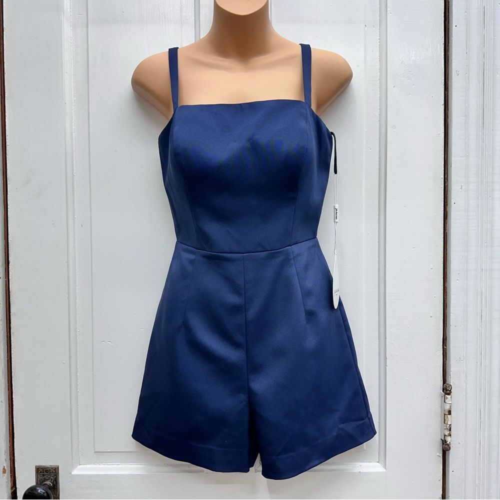 NWT John Paul Ataker navy‎ spaghetti strap romper jumpsuit women's small 36